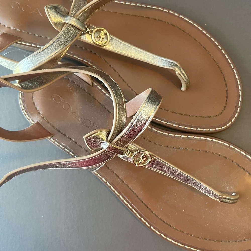 Coach Women's Metallic Gold Sandals